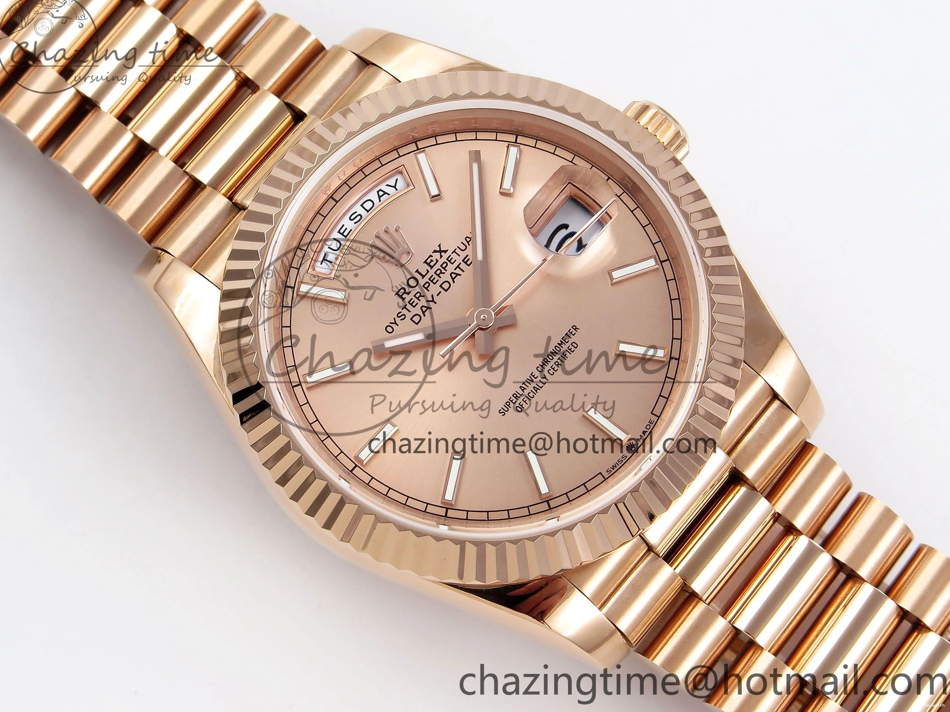 President Date JDF Stick Dial on V3 Steel 904L Bracelet Weight) RG Day (Gain 40 RG VR3255 0116